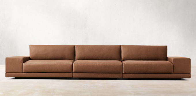 Cortona Modular Leather Full Cushion Back Wide-Arm