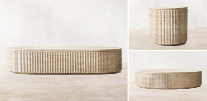 Byron Reeded Stone Coffee Table Collection