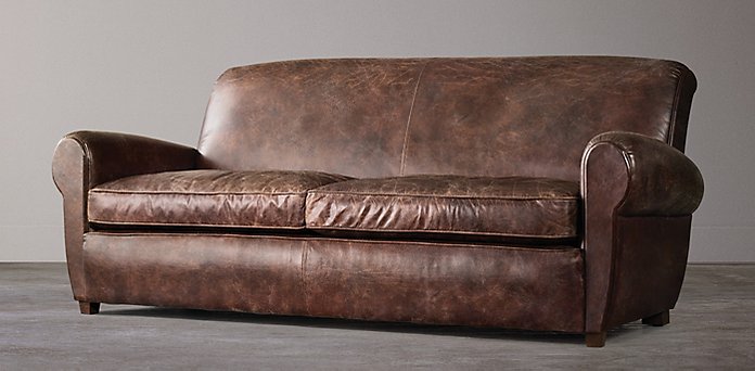 1920s parisian leather club sofa