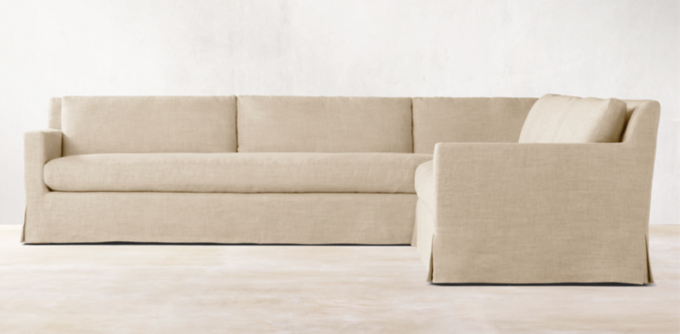 Belgian Slipcovered Track Arm Sectionals