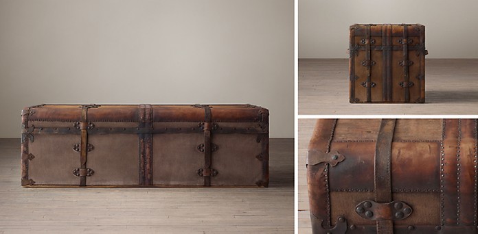 19th Century Leather Steamer Suitcase