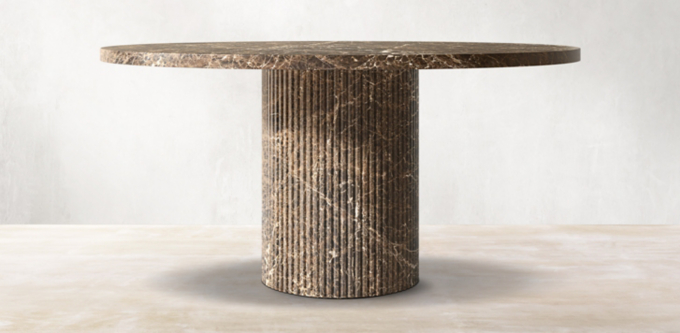 Byron Reeded Stone Round Dining Table Collection