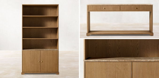 Genevieve Emperador Reeded Shelving Collection
