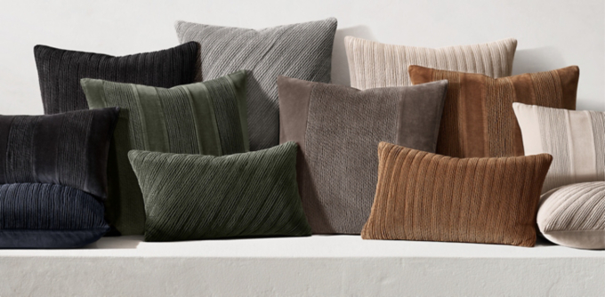 Pleated Cotton Velvet Pillow Collection
