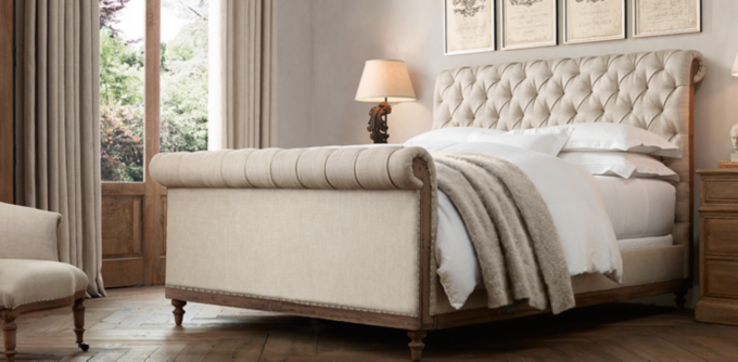 Deconstructed Chesterfield Fabric Bed | RH