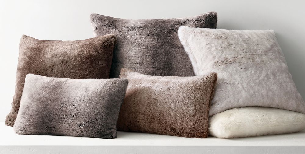 Luxe Faux Fur Pillow Cover Collection Rh, Faux Leather Pillow