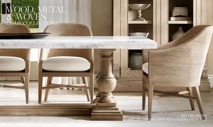 Wood Metal Woven Chair Collections Rh