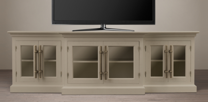 20th C English Brass Bar Pull Glass Media Collection Rh