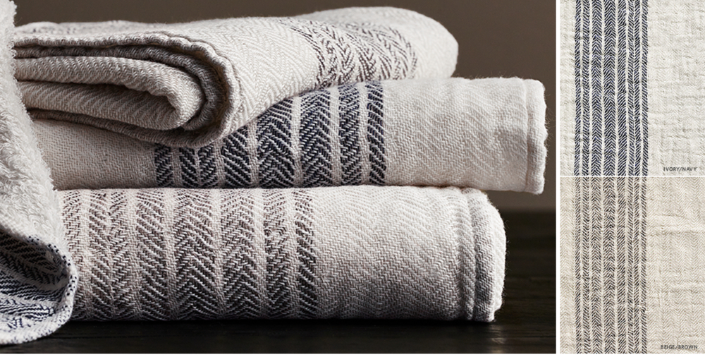 Japanese Linen Stripe Hand Towel – Black/Grey