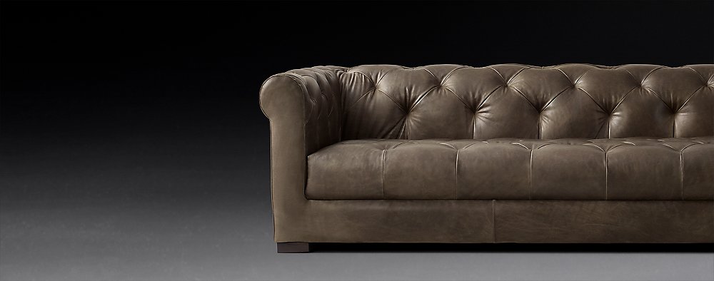 Modena Chesterfield Collection Rh Modern, Modern Leather Chesterfield Sofa