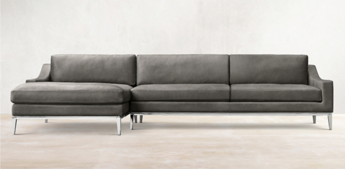Italia Leather Slope Arm - Metal Base Sectionals