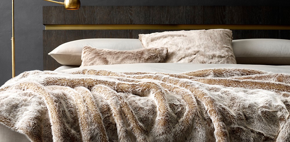 Luxe Faux Fur Oversized Bed Throw Rh, Lynx Faux Fur Duvet Cover Set