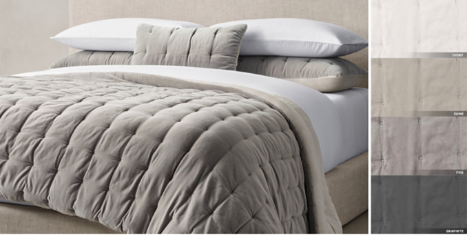Velvet Linen Tufted Quilt Sham Collection Rh