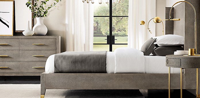 Graydon Shagreen Bedroom Collection Grey And Brass Rh