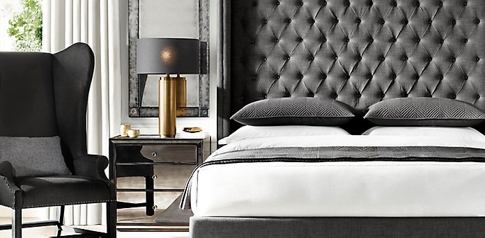 Interior Restoration Hardware Bedroom Ideas bedroom collections rh adler shelter diamond tufted fabric bed