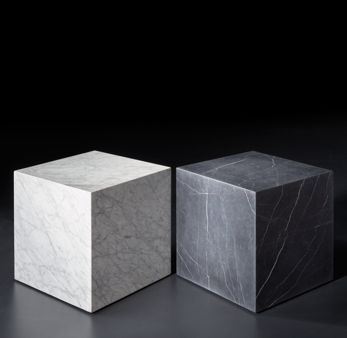 Marble Plinth Cube Side Table