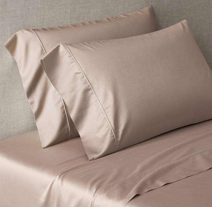 Vue de Face - Ensemble de Draps Italien en Satinette Ultra Douce - Beige Foncé