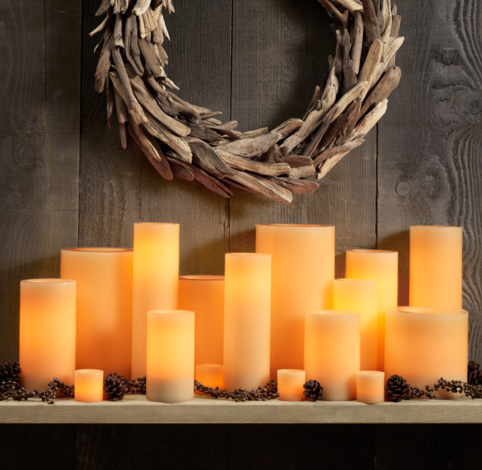 Ivory Wax Flameless Pillar Candles