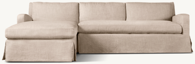 Belgian Slipcovered Slope Arm Left-Arm Sofa-Chaise Sectional