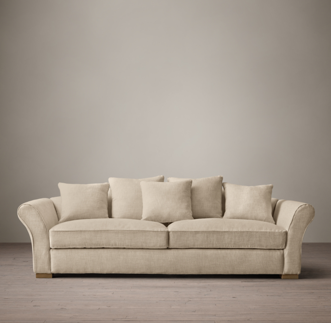 Restoration hardware store camelback sofa