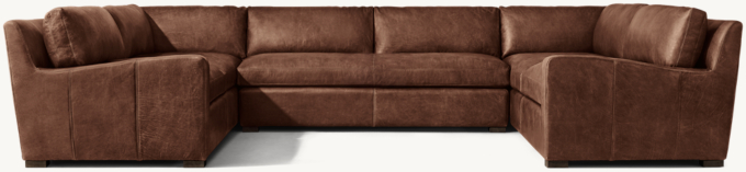 Belgian Slope Arm Leather U-Sofa Sectional