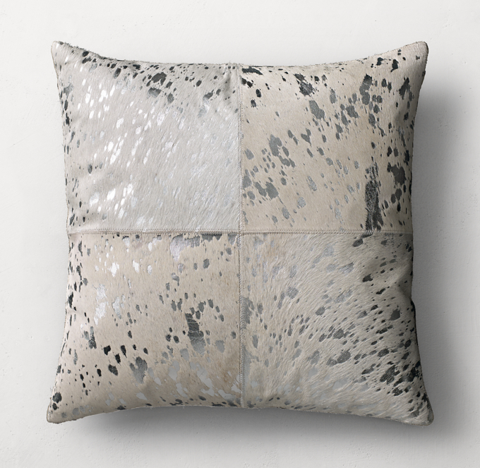 Metallic Cowhide 4 Panel Pillow Cover Square
