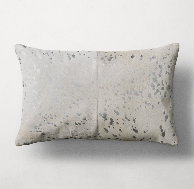 Metallic Cowhide 4Panel Pillow Cover Lumbar