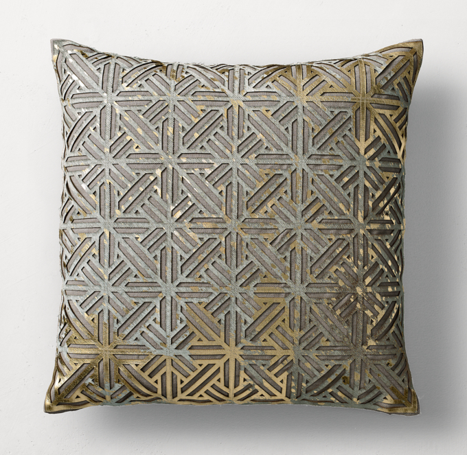 Metallic Cowhide Filigree Pillow Cover Square