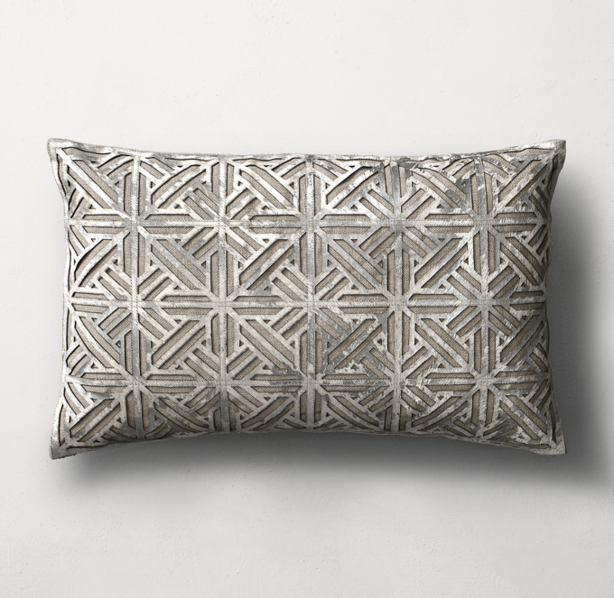 Metallic Cowhide Filigree Pillow Cover Lumbar