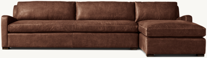 Belgian Slope Arm Leather Right-Arm Sofa-Chaise Sectional