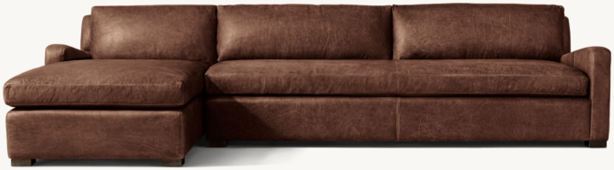 Belgian Slope Arm Leather Left-Arm Sofa-Chaise Sectional