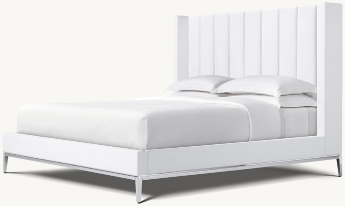 Italia Fabric Vertical Channel Shelter Platform Bed - Metal Base