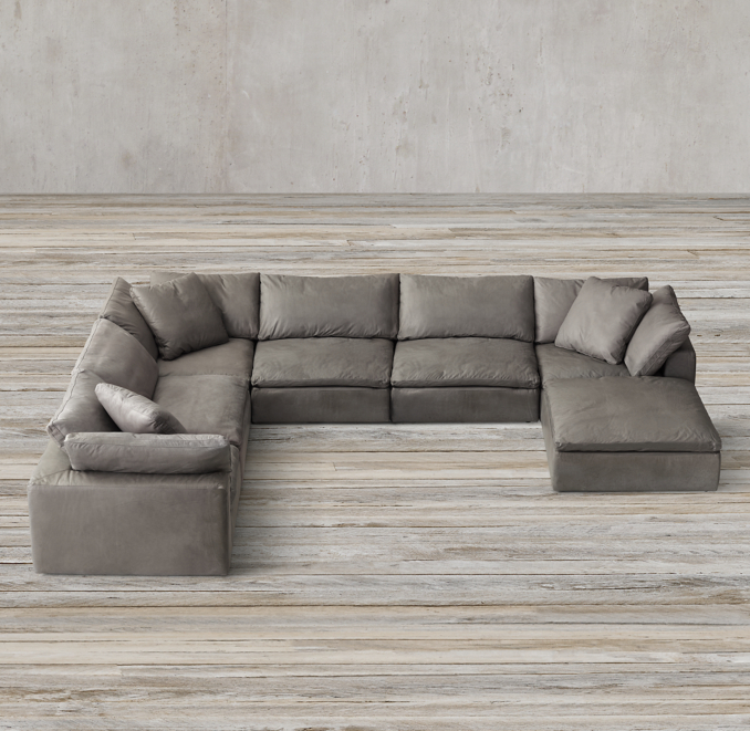 Cloud Cube Modular Leather SofaChaise Sectional