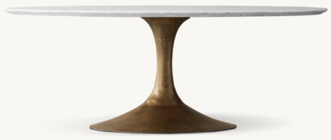 Front view of Aero Marble Oval Dining Table 
