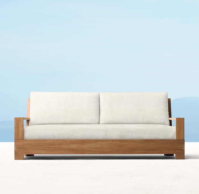 Belvedere Ottoman in Weathered Teak