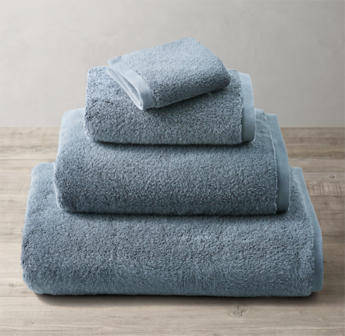 Ultra-Soft Turkish Cotton Bath Towel - Marine | RH