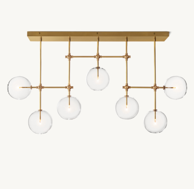 Glass Globe Mobile Linear Chandelier 60"