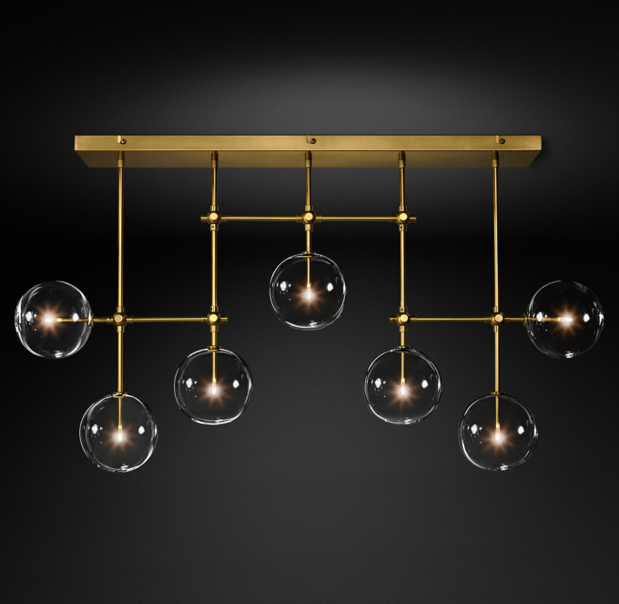Glass Globe Mobile Linear Chandelier 60"