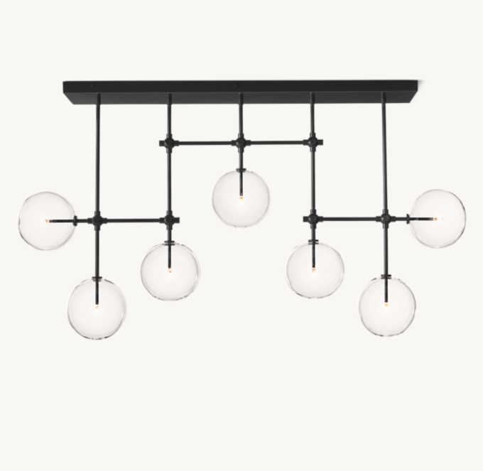 Glass Globe Mobile Linear Chandelier 60\"