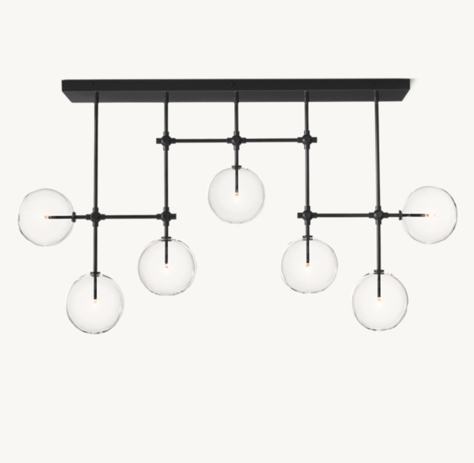 Glass Globe Mobile Linear Chandelier 60"