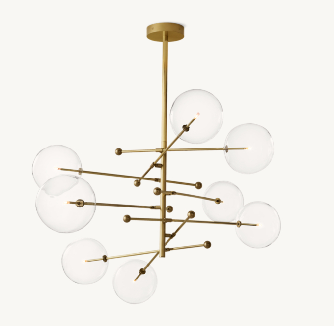 Glass Globe Mobile Eight-Arm Chandelier 79"