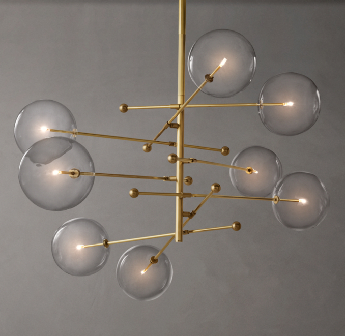Glass Globe Mobile Eight-Arm Chandelier 79\"