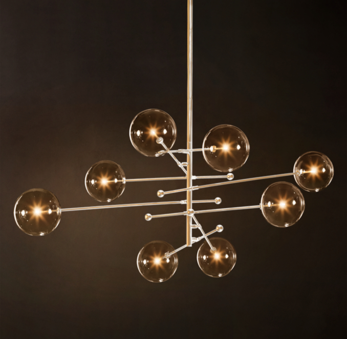 Glass Globe Mobile Eight-Arm Chandelier