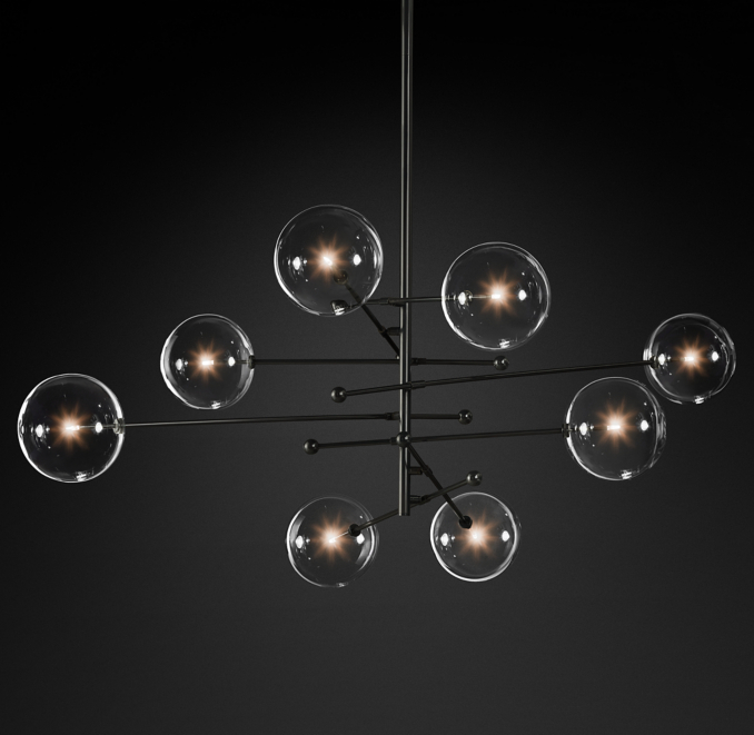Glass Globe Mobile 8Arm Chandelier 79"