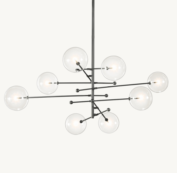 Glass Globe Mobile Eight-Arm Chandelier 79"