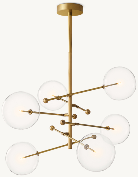 Glass Globe Mobile Six-Arm Chandelier 55\"