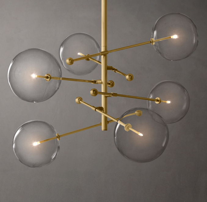 Glass Globe Mobile Six-Arm Chandelier 55\"