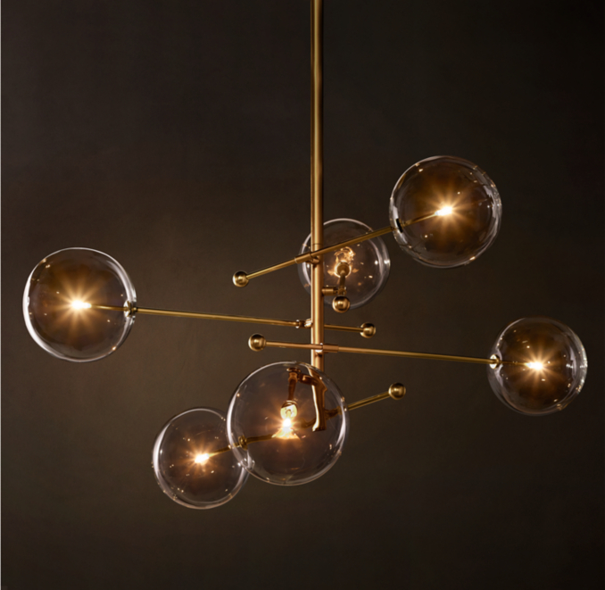 Glass Globe Mobile Six-Arm Chandelier