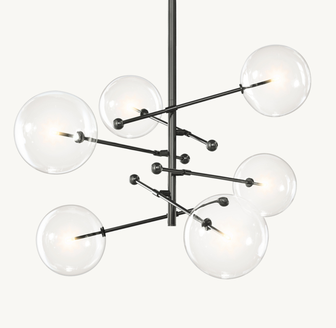 Glass Globe Mobile Six-Arm Chandelier 55\"
