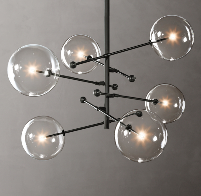 Glass Globe Mobile Six-Arm Chandelier 55\"